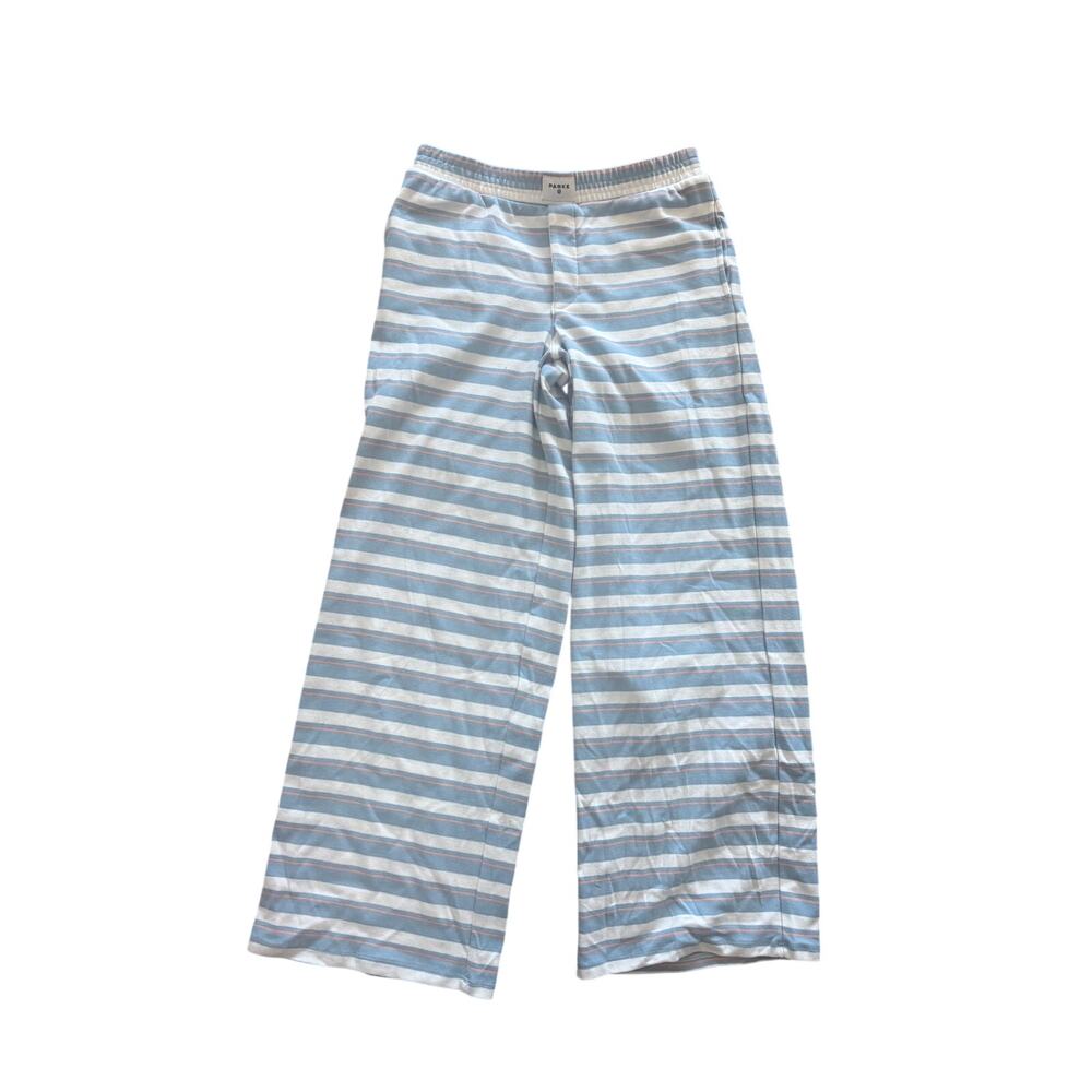 Parke Target Boxer Stripe Knit Pants High Rise Pull On Blue White S